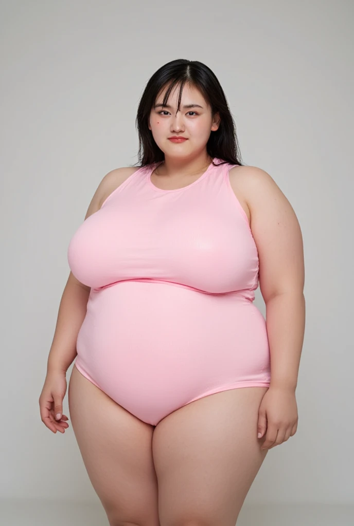 (8k, ultra-high resolution, highest quality, masterpiece:1.2), ultra-realistic, (realistic, photorealistic:1.37), (realistic skin:1.2), ultra-detailed, Canon EOS RP, 8k, Korean mature woman, smiling,（super obese）, (((super curvy,))) ((super voluptuous,)) adult model, （walking）, ((full body shot)), thick ankles, (short hair), (empty space), (pale pink background only),