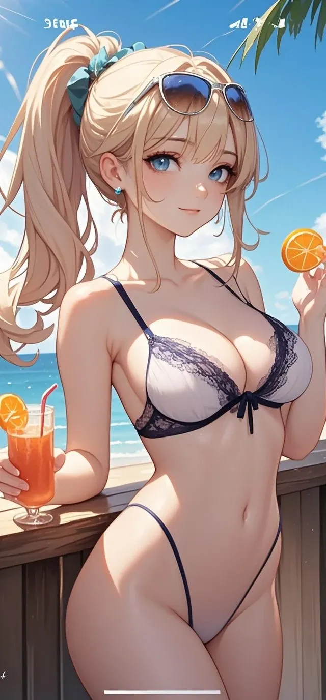 High resolution, high quality, 1 girl, anime girl, brown long hair, brown eyes,heart shaped pupils, green glasses, sunburned skin, big breasts,beautiful breasts, (big ass),beautiful ass,highleg nun,standing,arms behind head,(drink lots of juice),(Inflate your stomach),(lemonade),(lemon juice),(orange juice),(mango juice),(Pineapple juice),(apple juice),(peach juice),(water),at church,