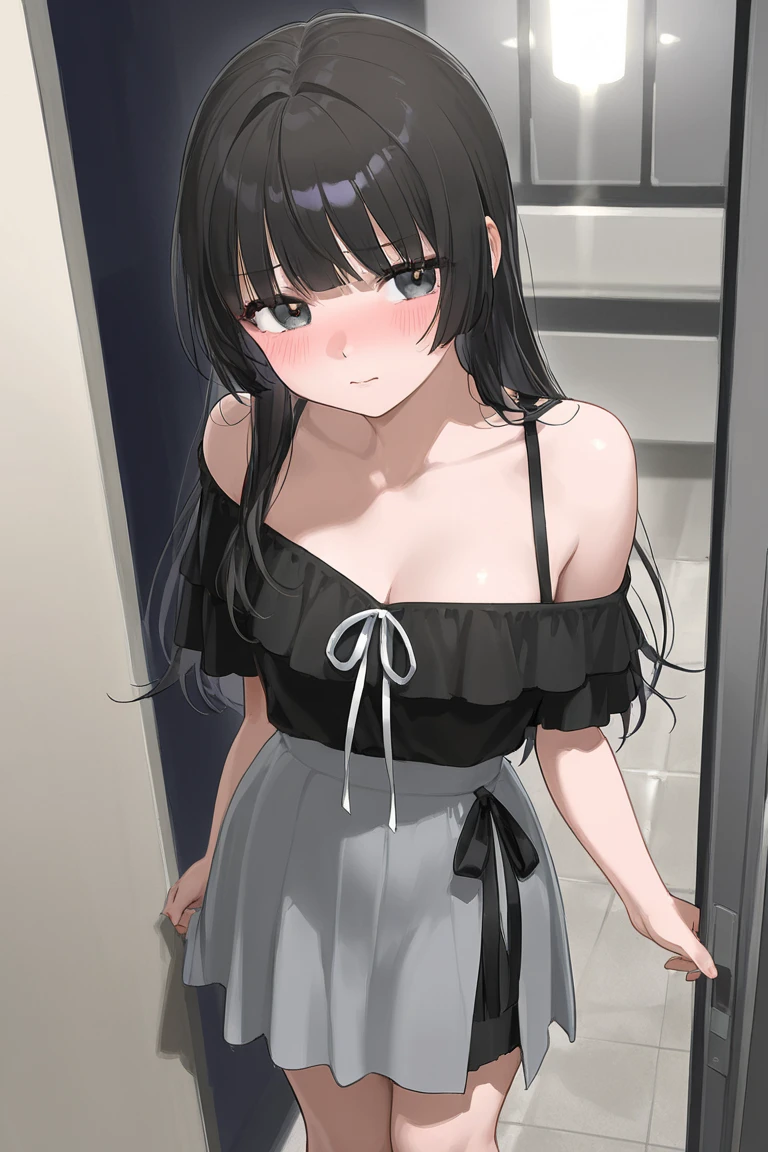 (masterpiece, high quality:1.4), break,White skin、
One Girl, Teen, alone, (Large Breasts:1.2),(Semi-long hair:1.2), Black Hair、bangs、short hair、Hairstyle like a man、Tight waist, Brown eyes, break、Grey maxi dress、The whole body is visible、smile