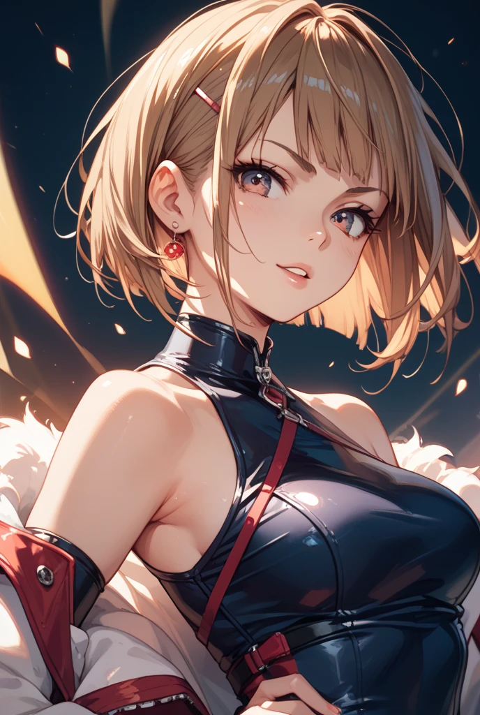 ultra-high resolution, 1 girl, 18-years old, (idols:1.4), (Sakura Hagiwara :1.4), (beautifull detailed face:1), 1 girl:1, 18-years old, cinematic light, ,ambient lighting, (((Perfect Anatomia:1.10))), (well-detailed face:1.2), (Representative works:1.5), (best qualityer:1.2), gazing at viewer, lipstick, V-shaped eyebrows, V-line jaw, ((Avoids clothes biting the skin)), Sexually suggestive faces, (The background is blurred), shiny texture, high winds:1.3, (Long black hair blowing in the wind:1.3), (face perfect:1.4), (beautiful detailed eyes), ((blue colored eyes:1)), ((shining skin:1.2)), (Extremely smooth skin expression), ((sweaty skin:1.3)), Caucasian skin, 苗条, Narrow Nose, (narrow waisted:1), (olhos amendoados:1), sharp looking eyes, (charmer smile:1.2), (Bust Big:1), There is cleavage in the chest, bangss,tilt your head, light-makeup, small ass, ((Professional wrestling match venues:1.3)), ((Inside the professional wrestling ring:1.3)), ((Sexy and sparkling wrestling outfits:1.3)), (Snow White's sexy wrestling costume:1.3), (( A complex design of pure white wrestling costume with red lines:1.3)), (Long patent leather wrestling boots), Fingertip leather gloves, ((Low - Angle)),