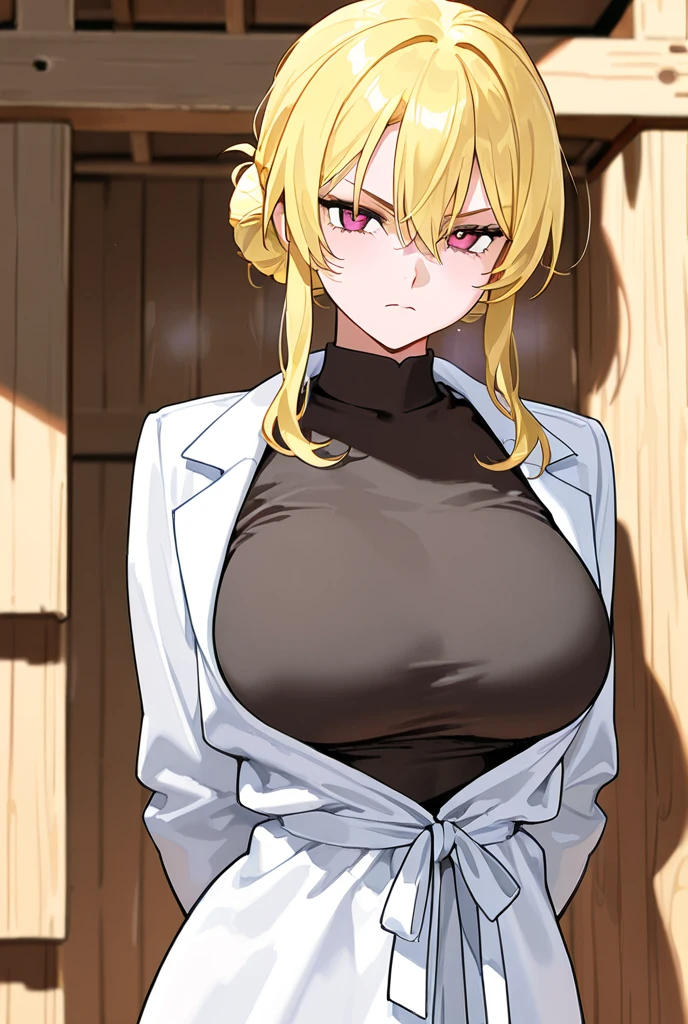 score_9, score_8_up, score_7_up, score_6_up, source_anime, BREAK by ikuchan kaoru, iku, clean color, flat color, hellsing, seras, seras victoria, depressed, bags under eyes, half-closed eyes, standing, pov, front view, looking at viewer, (((kissing viewer))), pov, delinquent, vibrant, flat shading, minimalism, blue eyes, blonde hair, medieval home, indoors, medieval interior, arms behind back, saliva, seductive expression, vampire, fangs, large breasts, ((seras victoria from hellsing)), kissing, kissing viewer