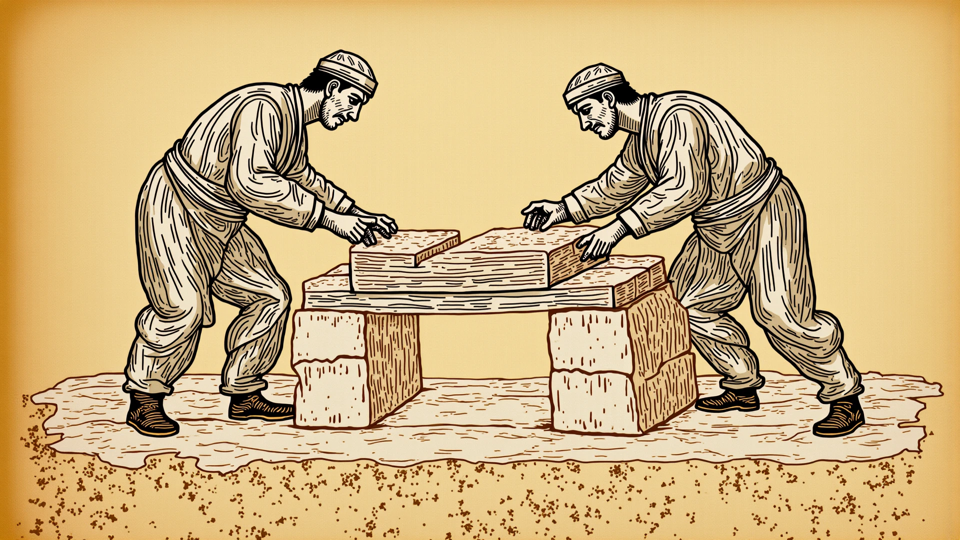 a group of men pushing a refrigerator together, hiding large treasure chest, delivering parsel box, holding a giant book, carrying big sack, holding spear, chest covered with palm leaves, holding a wood piece, man carving himself out of stone, flat illustration, hd illustration, wearing loincloth, looking at the treasure box, he is holding a large book, detailed, masterpiece, good light