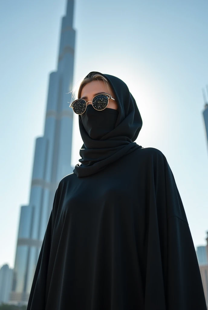 close up beautiful 30 year old hot girl.
She wears a very shiny plastic hijab on her head.
with a very shiny black plastic mask on his face.
wearing a long shiny plastic puffer jacket.
she wears a long traditional Arabic Caftan dress made of very shiny plastic.