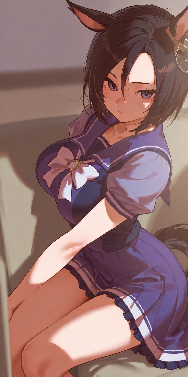 ((highest quality)), ((masterpiece)), (be familiar with), perfect face, one girl、15 years old、big breasts、small face、long hair、silky hair、Braid in one place、Pastel blue colored hair、Clothes with protruding shoulders、white colored clothes、Sheer clothes、Clothes without sleeves、ギンガムチェックのmini skirt、mini skirt、Full body figure、つま先から頭のてっぺんまでのFull body figure、足先から頭までのFull body figure、crawl on all fours、No underwear、Zori sandals、