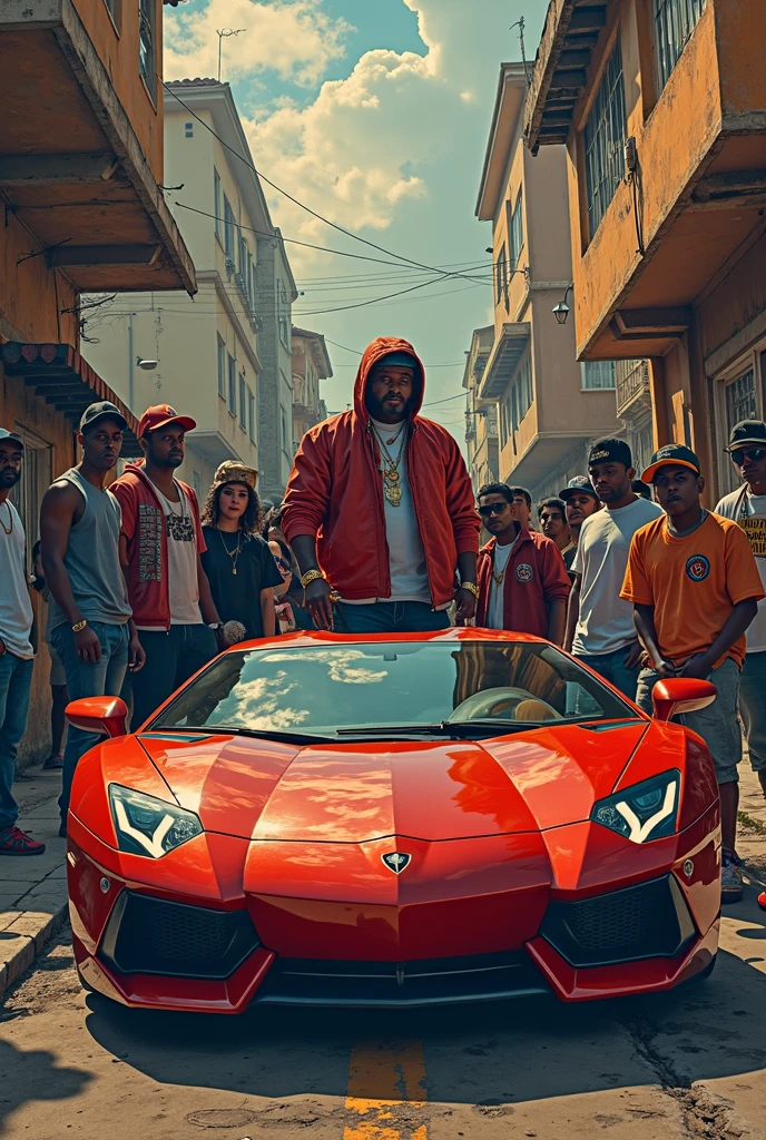 a young man of ,singing trap in a 3-story mansion,and behind him is a van that says TEAM RKZIIN,a yellow camaro,a yellow Lamborghini,a jet,money,hookah and smoke,glasses of gin and whiskey,semi-naked women,and panties thrown in the air by fans