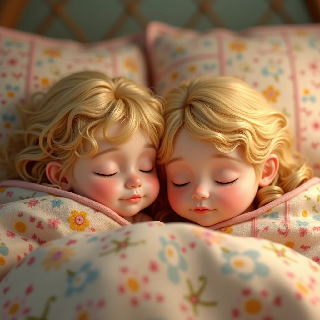 The rest of two children dreaming magical things on a blanket sheet and pillow in 3D