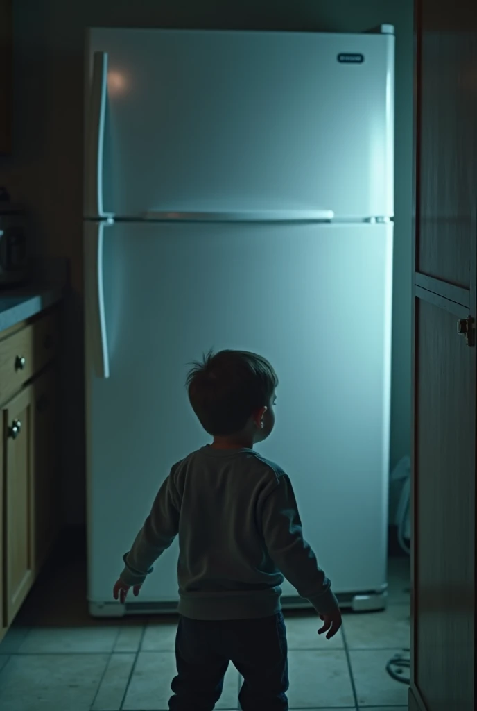 A boy while looking in the mirror only sees junk food, related to eating disorder
