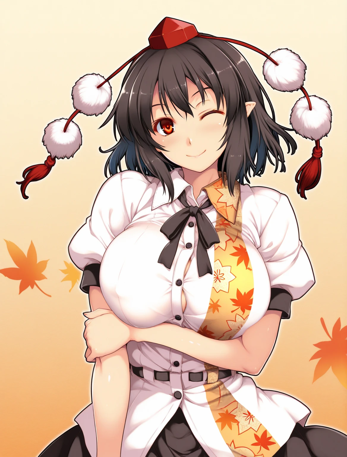 1girl, nsfw, sajouayaka, black hair, short hair, Blue eyes , smile , large breasts, nipple, Standing pee, Orchard, frozen, Wet, , Naked, (1girl) , solo , Peeing, lactation, projectile lactation, Apple