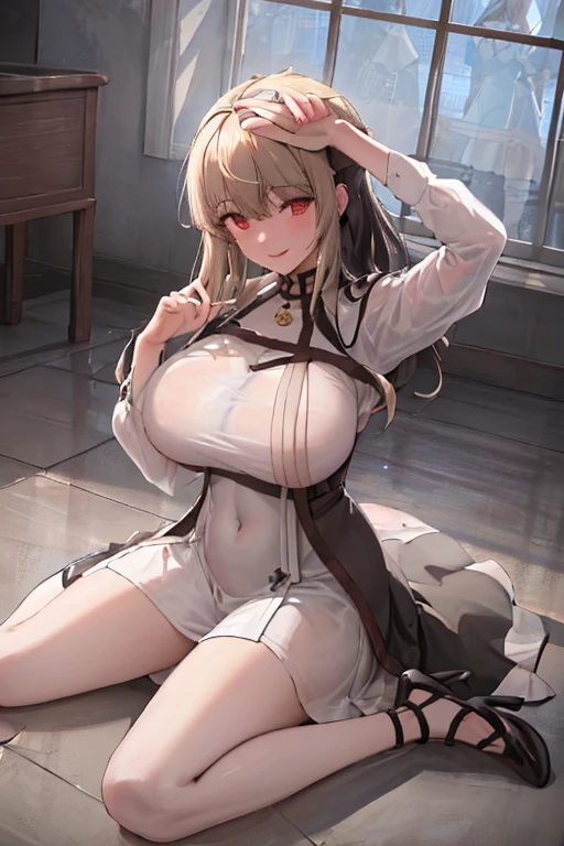 1 girls, (detailed light blue eyes, longeyelashes, detailed beautiful face:1.2), 4k quality, (Long blonde hair:1.5), (arms behind back:1.4), (big breasts:1.5), (blushing:1.3), (very long hair, Hair in the face, two strands in front of hair:1.4), (White Bikini with Side lacing, White tight Mini skirt, Breast carrier, Side chest, black rope:1.7), (Bondage:1.4), (full breasts, narrow waists, wide hips:1.3), OTN, White Gag, gagged, (sitting:1.7), (sitting in the beautiful lighted streets of Japan in a big chair:1.6)