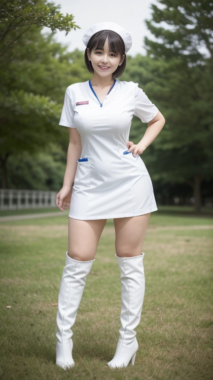 ((masterpiece)), ((highest quality)), (Very detailed), ((Very detailed)), 4K, (8k), highest quality, (beautiful), shape, Anime Style, Genuineistic, Genuine, (((whole body))), Thick outline, Clear contours, whole bodyの集中力, at the park, (Two Girls, Two cute girls), (The costume of the squadron heroine),beautiful金髪, beautiful brown eyes, ((beautiful eyes)), short hair, Big Breasts, A light smile, (Sentai heroine pose:1.5), Shiny, Shine