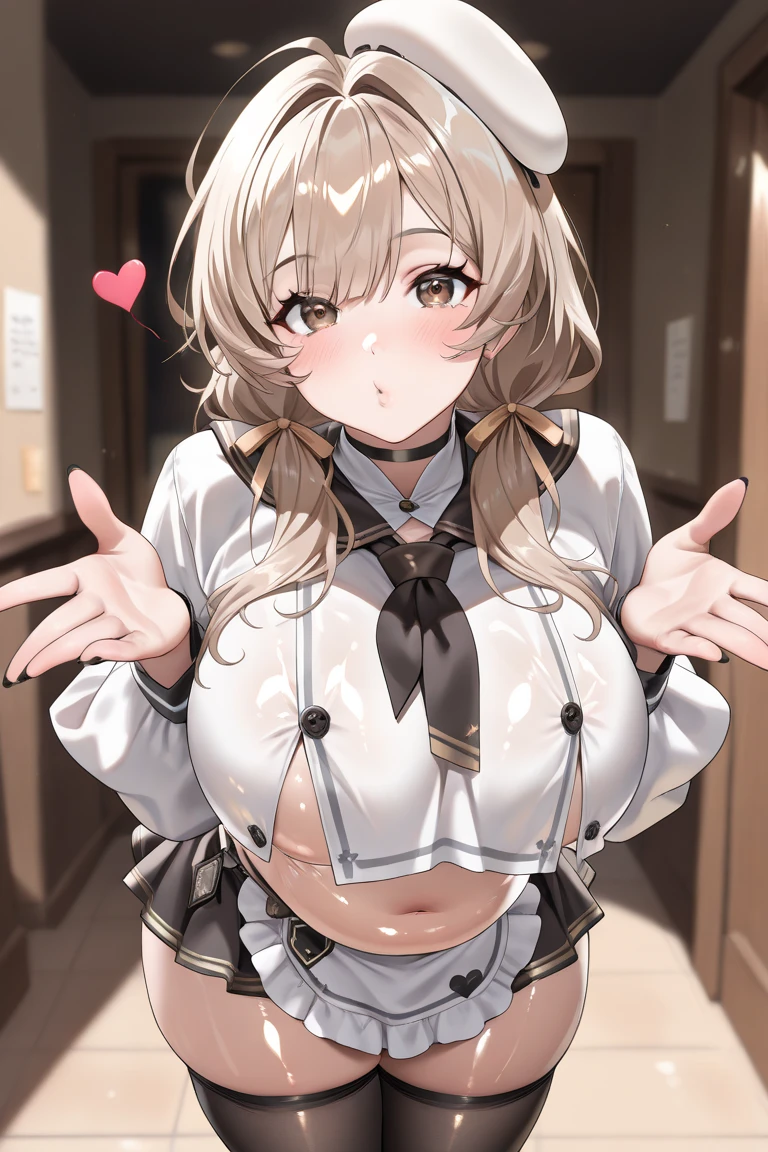 ((Masterpiece)), best quality, busty, (blushing face:1.5), (grabbing breasts:1.5)