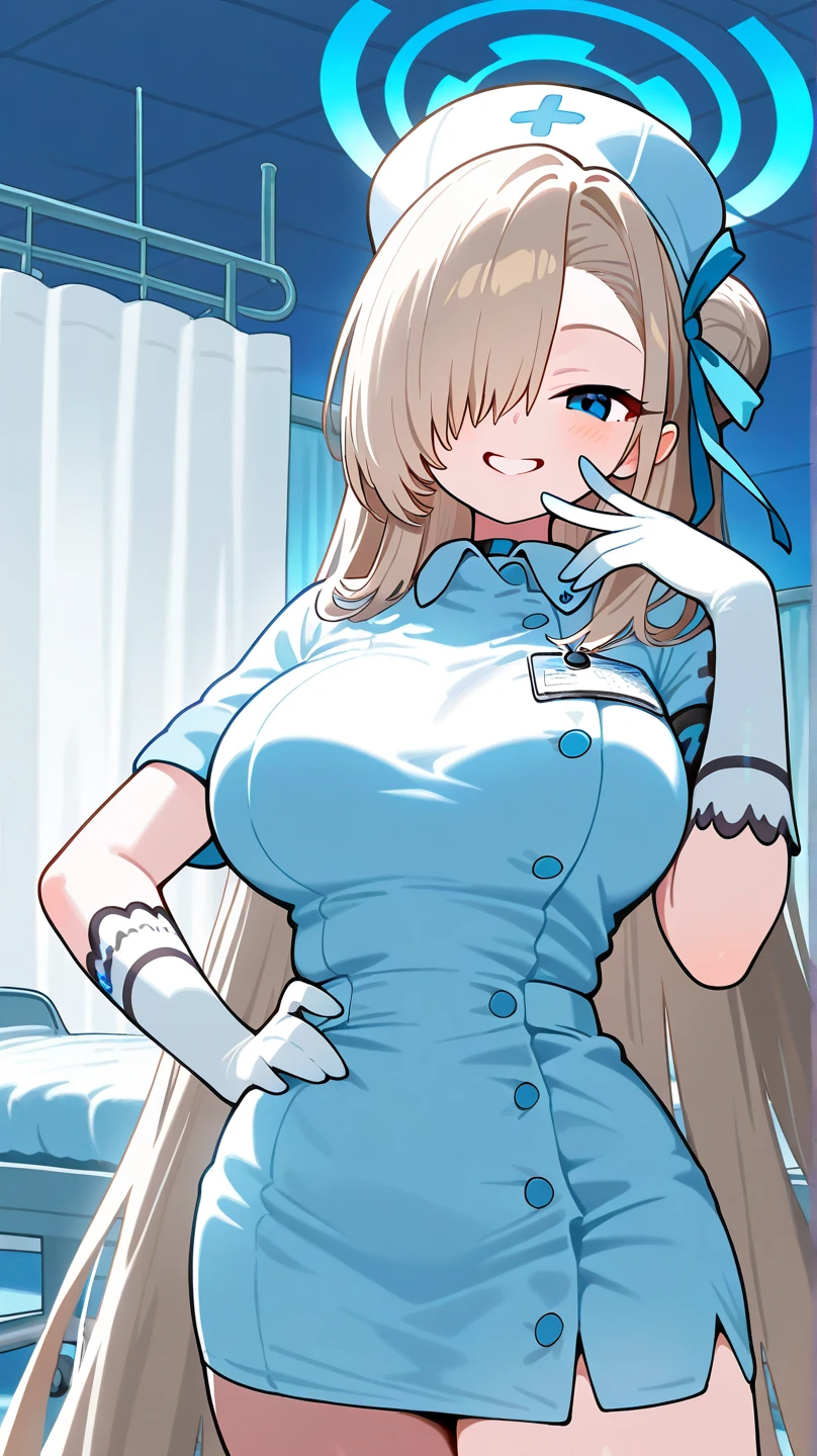 score_9, score_8_up, score_7_up, score_6_up, h1m3n0, 1girl, , mature female, Mei Mei , white braided hair, hair over one eye, red lips, latex bdsm white nurse uniform, seductive smile, highly detailed bedroom, kneeling on bed and doing perfect blowjob to a man, holding penis in her hand, penis in her mouth, sucking penis, lewd look