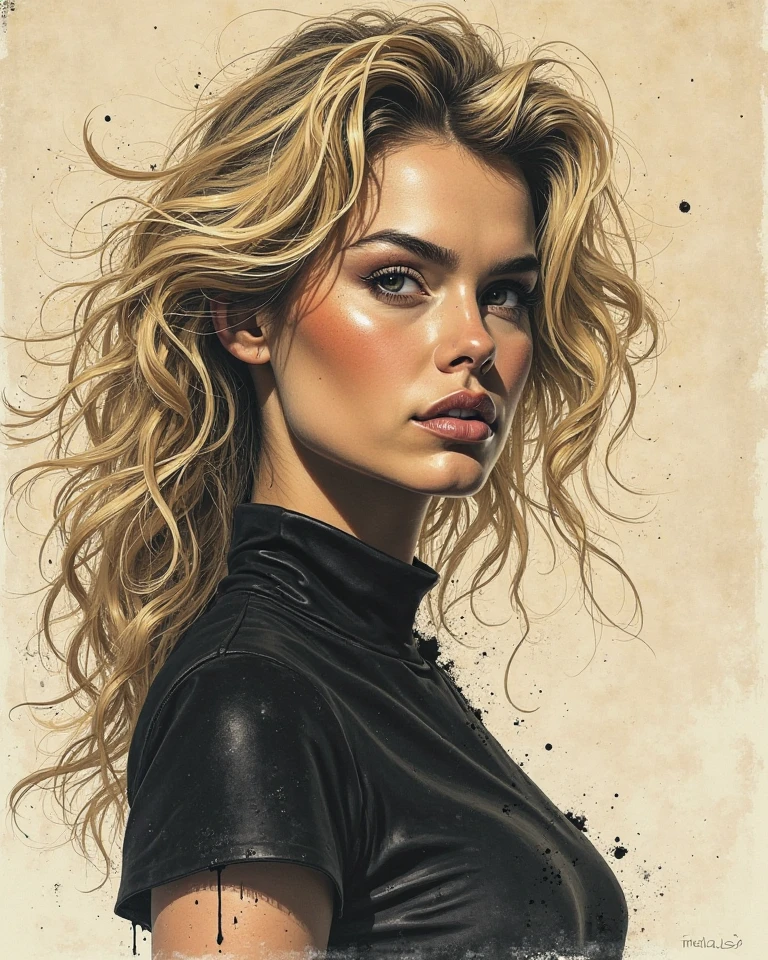Cara Delevingne, "A towering giantess in a cool and laid-back hippie style rocks a crop top and a cropped skirt. Her slender physique with round breasts. She seems to casually stroll through the bustling cityscape of GTS City, while towering buildings tower overhead. Smoke and clouds swirl around them, adding to the sense of epic scale and drama. The lighting is dark, gloomy and realistic, creating a tense and threatening atmosphere. The perspective is from below, emphasizing the sheer majesty and power of the giantess."