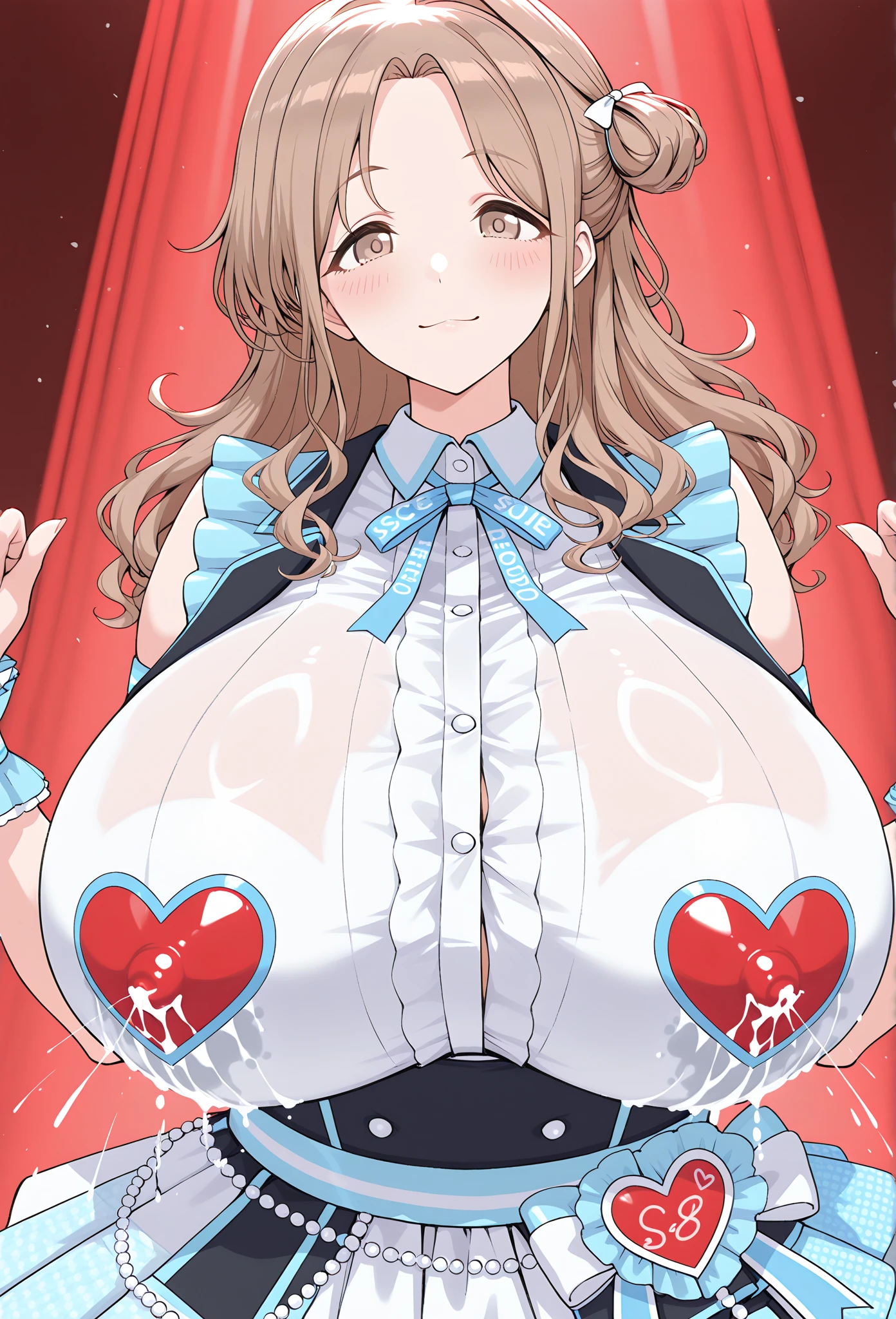 Anime illustration、Blonde、Red hair、alone,(Large Breasts)、(Perfect Eyes, Highest quality:1.2),Big and voluptuous breasts,Highest quality、idol carving、Perfect Proportions,blonde、 Lower abdomen、reverse bunnysuit.heart pasties.NUDE,smile、Very sexy armpit showing、sex symbol,Fishnet pants、Wet Skin、(Big Breasts)、Thick thighs、((Shiny Hair, Glowing Skin)),1000+ Favorite quality、