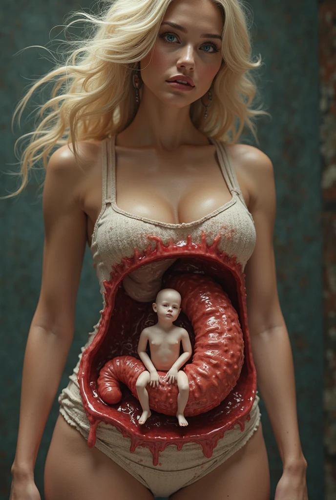 girl, no clothes, no underwear, nude, no pubic hair, large breasts, flat medium length brunette hair, looking down at me, I am under her with my penis in her vagina, cum dripping out of her genitals, cum dripping out of her vagina, she is smiling with pleasure, pregnant, large pregnant stomach, extremely detailed face, high quality, photo taken from a distance, full body image, standing behind her with his hand on her belly is a white male with very white skin, he has a bald head with a large orange beard, he is nude with a very large penis, zoomed out, extremely detailed face, extremely accurate face, perfect teeth