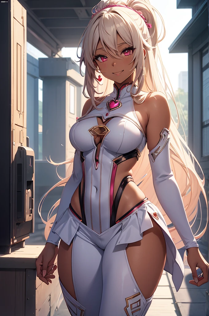 1 elf girl, one person solo, (beautiful elf lady in loving), honey blonde hair Gradient sliver white end, (absurdly long wavy hair), hair strand, single sidelock, shiny hair, (symphony purple eyes), high-detailed and delicate eyes, colourful eyes makeup, red lips, ultra detailed facial, upturned elf pointy ears, porcelain skin, warm tone skin, little blush, whole body, extreme detailed, break, 
  Extra long white detailed classic dress, Graphic printing clothes, classic and simple clothing masterpiece, (several heart swirl around the body), ( _give heart:1.4
), break, 
  Walking on the street, in the cyberpunk future city, old street, starry night sky, meteor, cloud, neon, pink heart, detailed background, break, 
  Full body, photography art, shallow depth of field, 8K photo, chiaroscuro, sparkle, Volumetric lighting, Edge lighting, studio lighting, cinematic lighting, (realistic, photorealistic, photo-realistic:1.37), ultra-fine painting, break,
  Love theme anime, Loving theme illustration, (the art of crossover ancient classics with future technology), realism, イーブイの絵, best quality, 8K quality, 8K detail, masterpiece, highres,, CG unity, 