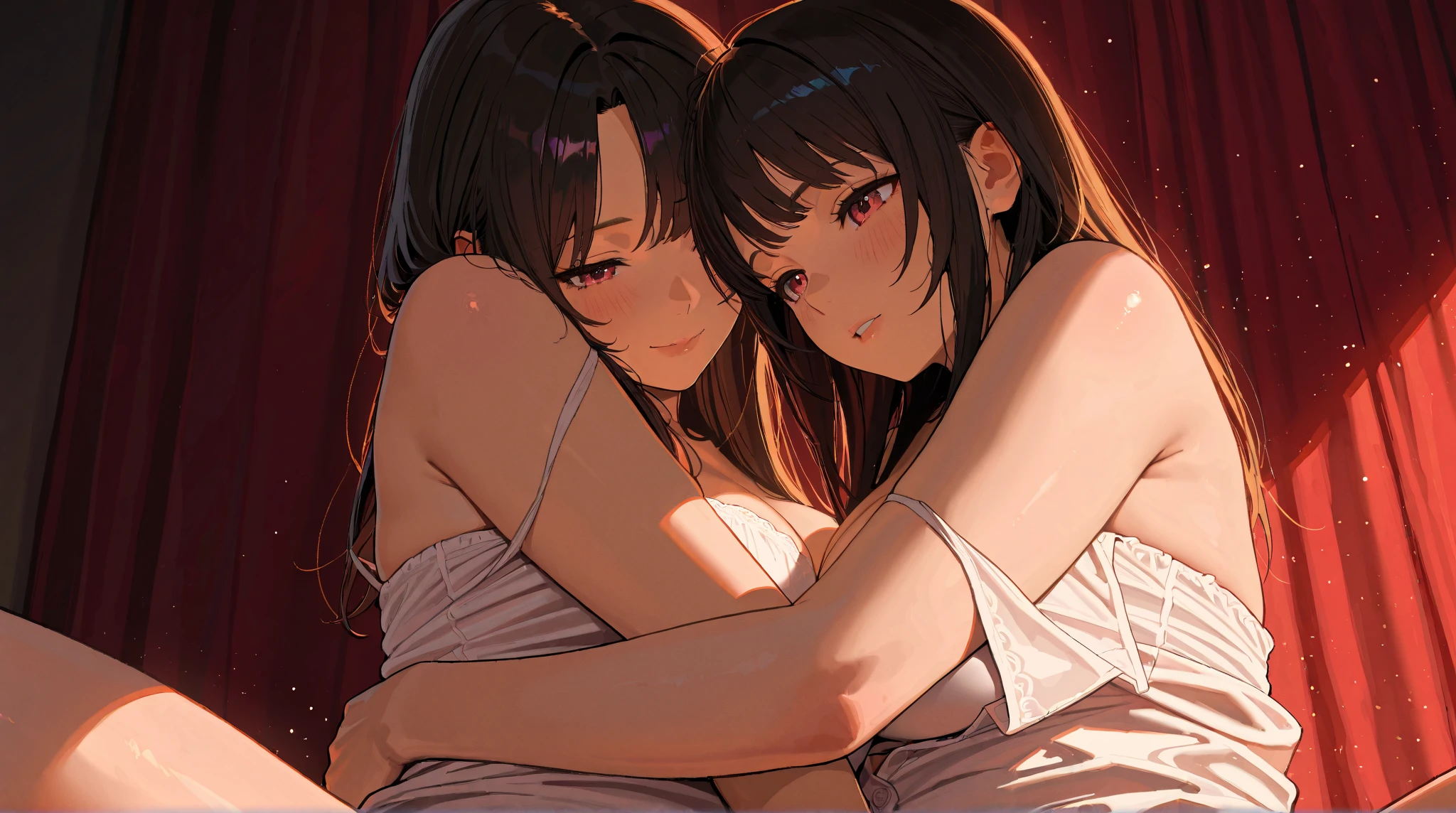Mikasa from shingeki no kyojin design s4 in a room lying on the bed with underwear