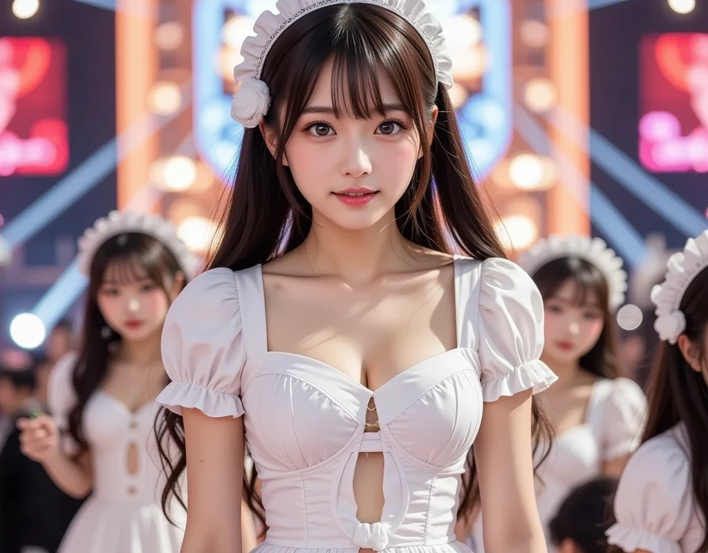 最high quality, masterpiece, 32K、Very detailed、Realistic、1 girl, Japanese women、Rotate your hips and strike a pose、A sloppy smile、Cute Face, (photo Actual:1.3),Idol Costumes、Twin tail hairstyle、Black Hair、Edge lighting, (Skin with attention to detail:1.2), 8k超High resolution, Single-lens reflex camera, high quality, High resolution, 4K, 8k, Optimal ratio of four fingers to one thumb, (Actual:1.3), cute 1 girl, Realistic、Super Realistic、32K、Very detailed、masterpiece, 最high quality, beautiful girl, beauty、Gorgeous girl, Big Breasts,Big Breasts、Big Breasts、Big Ass, Tight waist, Spread your legs, Plenty of facial detail, Cute White Gothic Lolita Outfit、Concert Venues,Spotlight lighting、Very detailedな, High resolution, masterpiece, high quality, High resolution, wood