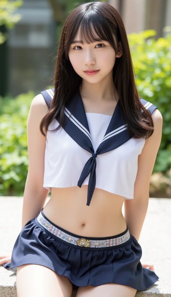 ((((((17 years old))))))、((Aya Ueto : 0.8))、(((A charming face)))、(((Young face)))、(((beautiful girl)))、(((A beautiful woman)))、Beautiful woman、Cute woman、((Innocent face))、((Smile))、((Ultra-detailed face))、((Detailed lips))、((Detailed eyes))、((double eyelid))、(((Beautiful Face)))、(((Beautiful, well-shaped eyes)))、(((Beautiful, well-shaped lips)))、Very Short Hair、ponytail、Pixie cut、BREAK、BREAK、(((Wearing a sailor uniform)))、BREAK、8 heads、(((slender)))、(((Slim body)))、(((Thin body)))、(((Slim woman)))、(Flat Chest:1.5)、BREAK、Photographic quality、Natural light、(フォトRealistic:1.4)、(Highest quality:1.2)、(Ultra-high resolution:1.2)、8K、RAW Photos、Realistic、High Detail、Film Grain、Detail Skin、Symmetrical、Delicate skin、Real human skin、pores、Super detailed、Detailed、(masterpiece : 1.2)、Thin face、Sharp Face、Small Face、Small face、Narrow shoulders、Small shoulders、Small shoulders幅、Slim shoulders、Narrow shoulders幅、Beautiful Japanese Woman、Beautiful Korean Woman、Slim womanモデル、Young Gravure Idol、Realistic young gravure idol、Young Sensual Gravure Idol、Young Pretty Gravure Idol、Japanese Model、Young Gravure Idol、((From the knee up)) 、(arms behind back:1.3)