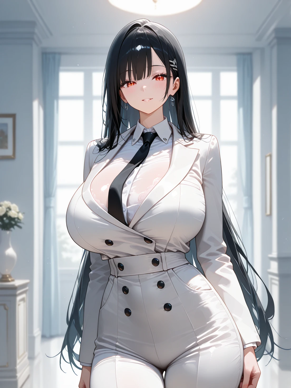 Big breasted black silk JK