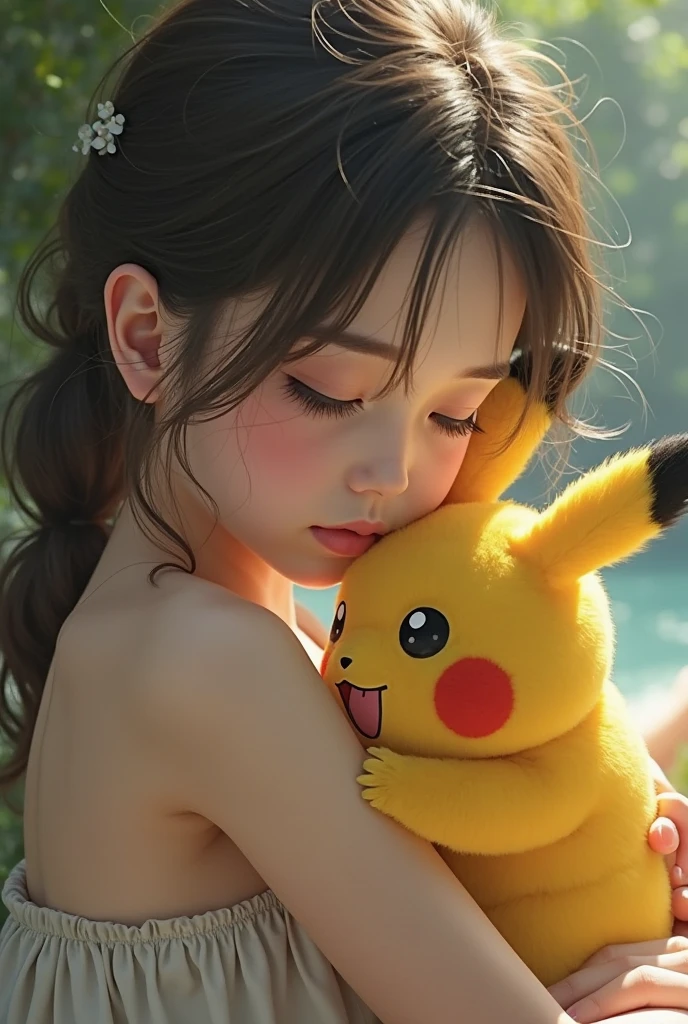 Pikachu washing its face in the bathroom