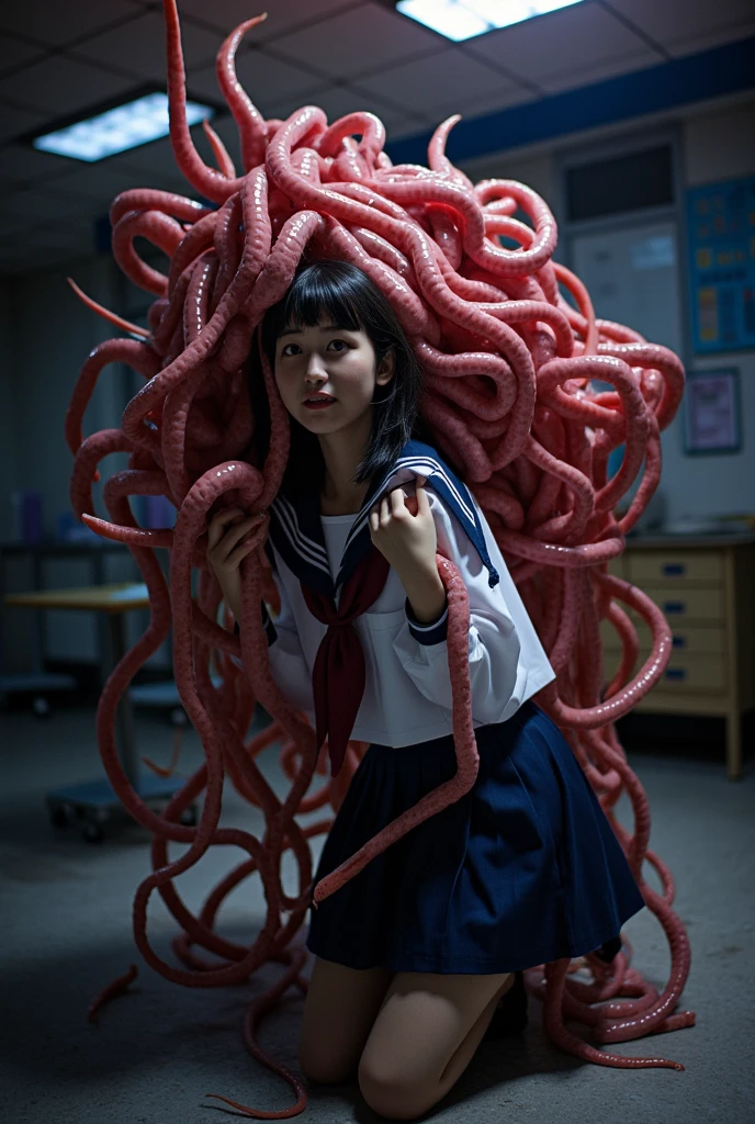 Primary school students,Tentacle Suit,Entangled,Being tortured by tentacles,Dripping,Torn clothes,In the mouth,,Deep throat,mini skirt