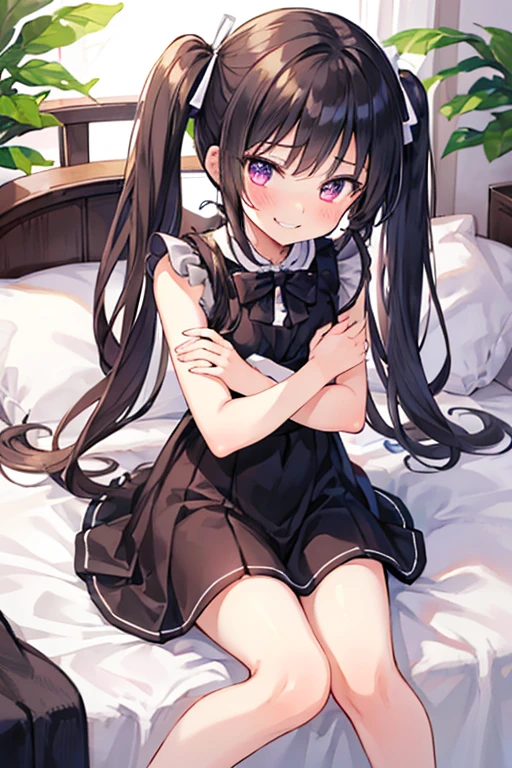 ((super master piece,super fine illustration,best aesthetic,best quality,ultra high res,insanely detailed,Bishojo game CG)),BREAK,(((perfect anatomy,perfect proportion,artstation female body))),detailed big cute slant eye,beautiful jewely eyes,ligne claire,BREAK,gleaming skin,BREAK,nsfw,vulgarity,horny presenting,fall into pleasure,BREAK,(cute erotic toddler gal,loli),prostitute,BREAK,small baby face,childish and super cute,((((blush)))),BREAK,peerless super Bishojo,peerless super beautiful girl,super Kawaii,BREAK,low body size,short stature,slender,BREAK,(((((jirai kei))))),BREAK,(black and purple ((streaked hair))),(((((double bun long twintails hair))))),BREAK,((shiny glossy metaric beautiful hair,gradient hair)),BREAK,((flat chest)),((puffy nipples,erectile nipples,long nipples,huge areolas,bare breasts)),BREAK,(((((jirai fashion,chinese clothes))))),(satin:1.4),(((((Chinese Lolita mini dress,frills))))),(((((ultra micro miniskirt))))),BREAK,(thigh high knee socks:1.3),zettai ryouiki,garter belt,No panties,,BREAK,(legs up,spread my legs:1.2),love hotel,(lying on bed,arms bhind back:1.4),evening,(sweet pussy,show off pussy:1.3),(dripping love juice:1.3)