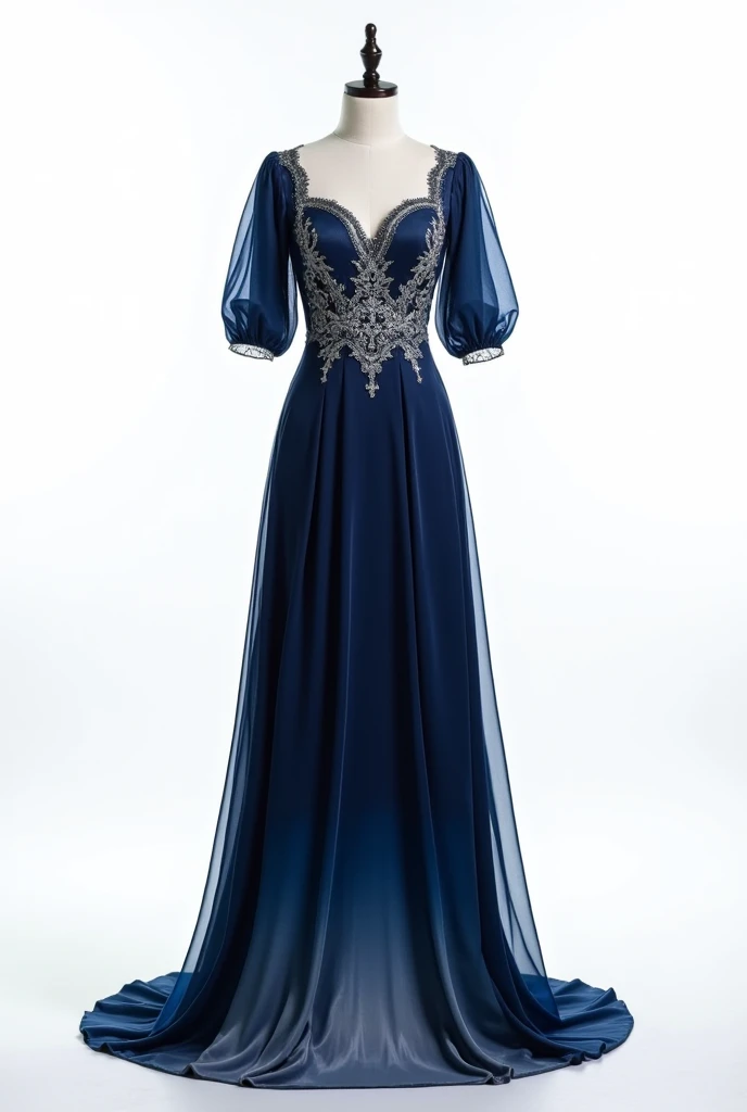 Masterpiece, 1 Girl, Beautiful Face ((((A Chinese-inspired dress featuring lace elements at the neckline and cuffs, a traditional moire pattern, details including pleats, embroidery and beads. The fabric is silk and crepe))),(((long dress))), ((with bows or flowers at the waist or neckline)),(Full Body:1.5),(cute face:1.3),(huge breasts:1.3),(long blonde hair:1.3)