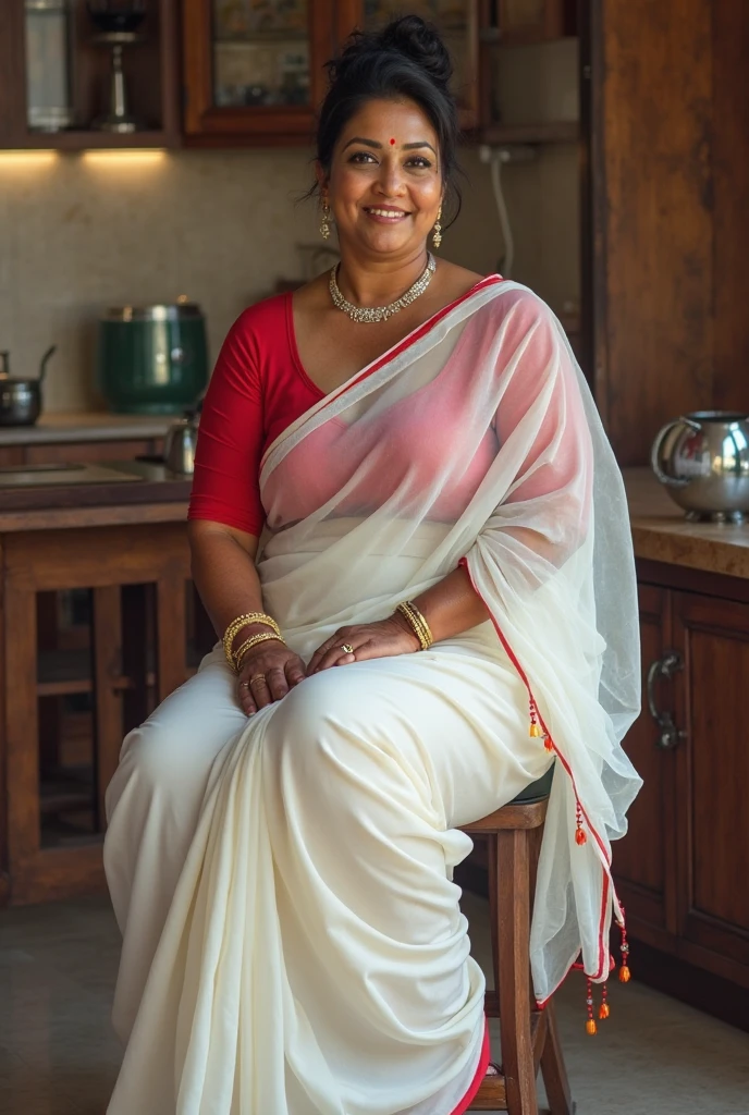 mature,sexy vijaya, hot curves, chubby, mature milf curvy figure,in garden,  45yo, wearing sleeevless sari,bun hair style