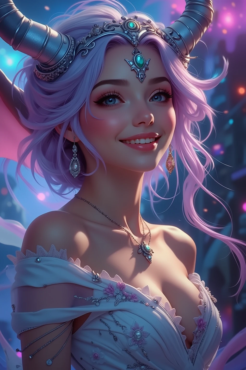 (ultra realistic,32k,RAW photo:1.1),(high detailed skin:1.1), 8k uhd, dslr, high quality, film grain, (makeup, mascara:1.1), lips,(thick\lips\), 
(shiny glossy translucent clothing:1.1), <lora:Spirit_Blossom_Syndra:0.7>Spirit_Blossom_Syndra,purple_eyes, blunt_bangs, white_hair, pointy_ears, <lora:add_detail:0.99>, huge breast, 
Jumping, mimicking catching a butterfly, (upper body:1.1)
 (busty:1.1) ,  (chubby:0.1),(backlight:1.2),<lora:LowRA:0.4>, dark theme, A very dirty and littered place.