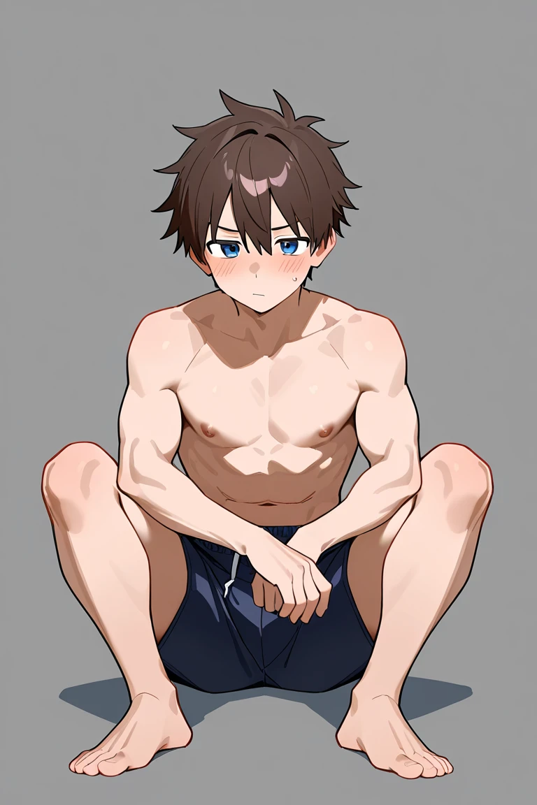 (score_9,score_8_up,score_7_up,score_6_up,score_5_up,score_4_up, source_anime), 8k, best quality, best lighting, BREAK, 1boy, 18 yo, thin eyebrows, toned, six pack, completely naked, veiny arms, , huge penis ((fraccid : 1.7)), huge testicles, thick outline, , blush, soccer stadium, wide shot, look away, yoichi_isagi, blue eyes, black hair, spread legs, standing, steam, sweat, (embarassed: 0.8), armpit hair,