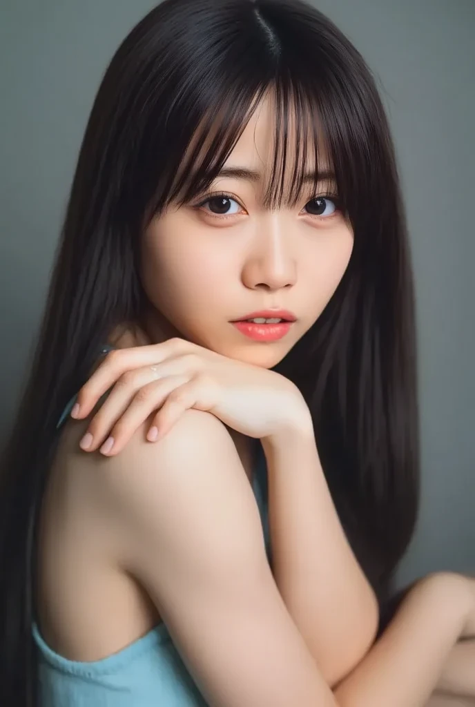 (8K、RAW Photos、Highest quality、masterpiece:1.2)、(Realistic、Realistic)、1 Girl、((Completely naked、After sexual intercourse、Waking up、Bedroom、morning、 the bed、Lie down in bed、Flat Chest、Nipples、smile、Looking at the camera and smiling))、cute