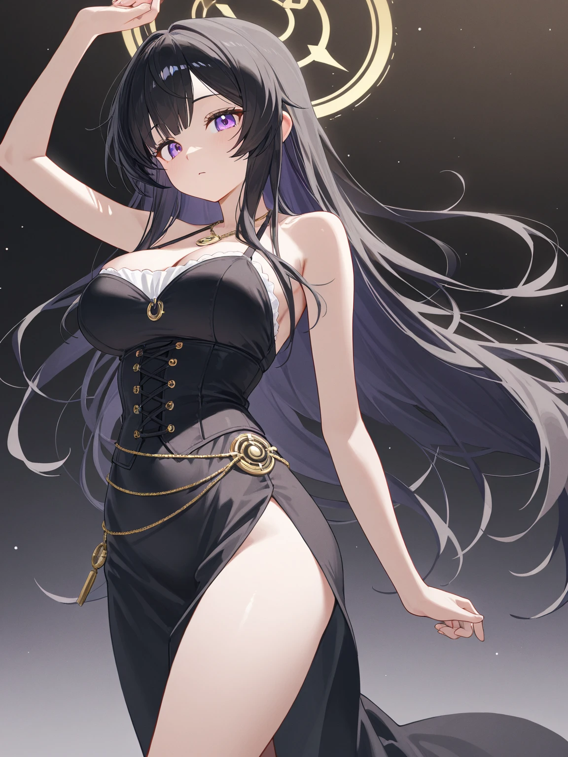 ((Best quality at best)),((masterece-piece)), (ultra detaild:1.4),(32k images),(ultra-high detailed),Best Anime,sharpness,The best wallpapers,Phenomenal depiction,the golden ratio, mystery,mystery, Wind manipulation:1.5,Operation of darkness,(Perfect anatomy without destruction),(Beautiful eyes with detailed and detailed details,Lustrous eyes),(Lustrous hair:1.1,),(Beautiful face with dense and detailed details),(Beautiful skin with dense and detailed details),(deadpan:1.2),Slim body,slim belly,((small tits:1.5)), thin-waist,Belly Navel,goddesses:1.3,(Beautiful garments with detailed and detailed details,Beautiful decoration with dense and detailed details,gemstone), Starry sky:1.3,fullmoon:1.1, Backgrounds with depth:1.3,hair ornament,(See-through through:1.4), beast,gargantilha,chains,dark