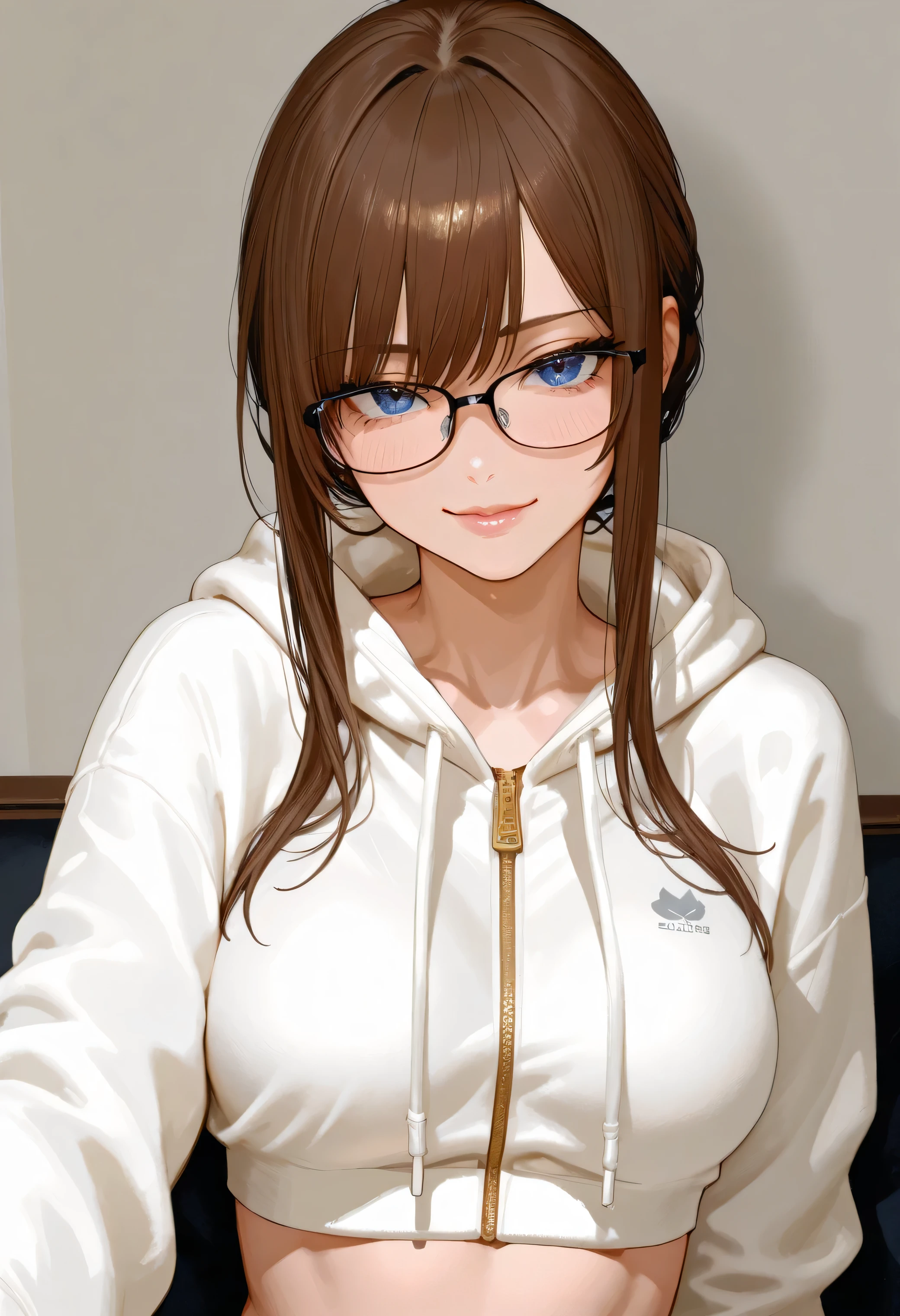 (highest quality、8k、32K、masterpiece、nffsw:1.2)、(Raw photo)、(realistic)、(Photoreal:1.2)、(High resolution)、super detailed、very beautiful face and eyes、1 girl、round and small face、big breasts thin waist、delicate body、(Close-up、highest quality、high detail、rich skin details、nffsw)、(highest quality、8k、oil、table top:1.2)、super detailed、(realistic、realistic:1.37)、Bright colors、(((i am wearing a white coat)))、(((医者のようにwearing a white coat)))、(((Blue Innerwear)))、(((laughter)))、(((light brown hair)))、(((very long hair)))、(((Wearing red-rimmed glasses)))、(((bust shot)))、(((white wall background)))、(((Bangs are fastened with hairpins)))、(((wearing a white coat)))、(((fold your arms in front of your chest)))