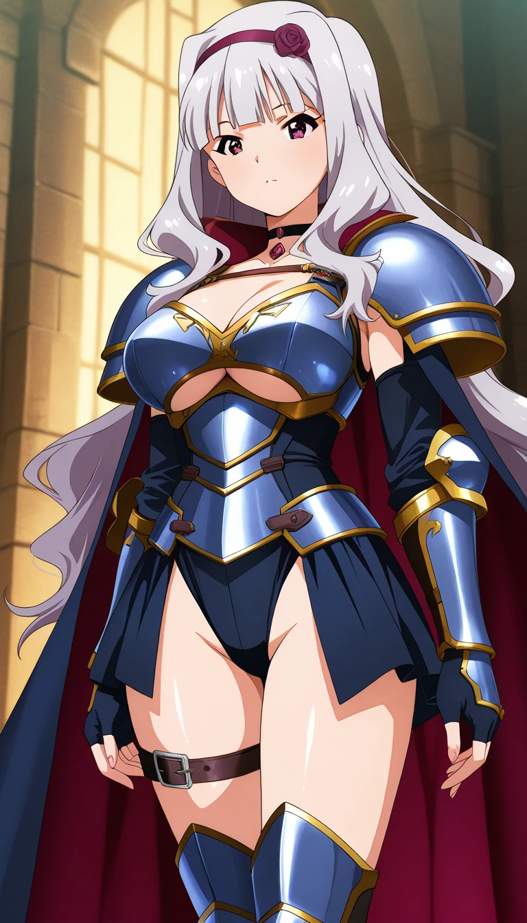 attractive female servant is cleaning in a medieval castle, slim, fit, sexy thighs, aesthetic body, perfect skin