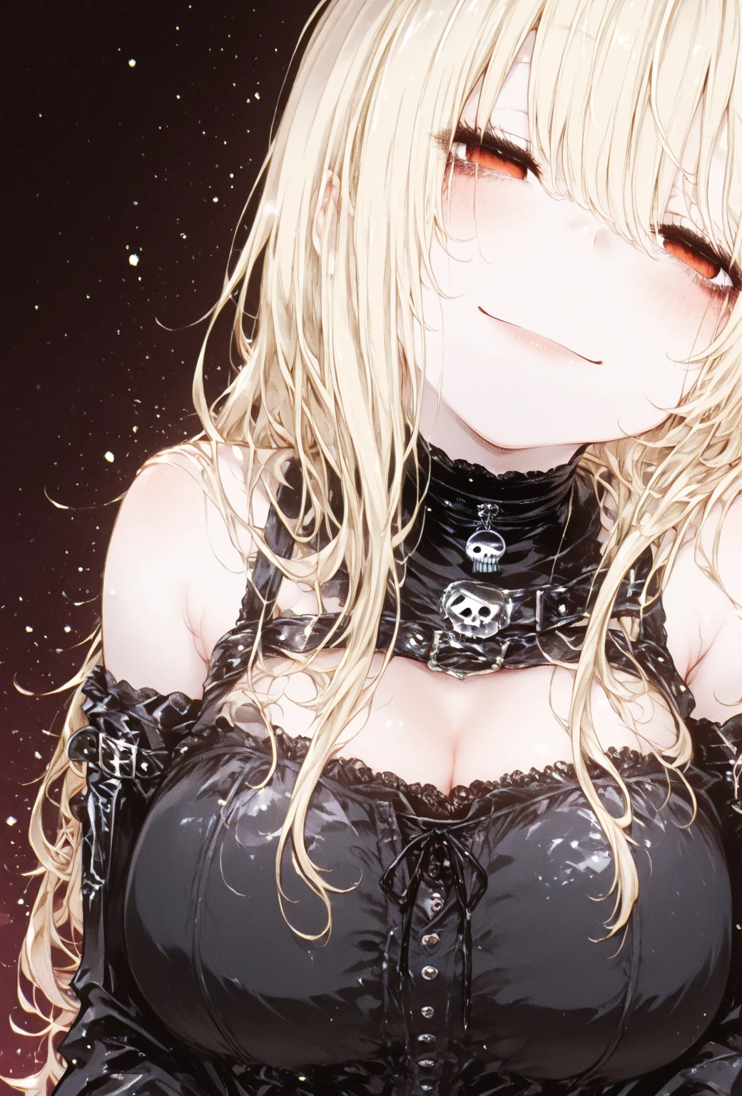 1girl,solo,(amane misa, death note:1.1),super detailed skin,shiny skin,natural smile,blonde hair,sidelocks,short twintails,long hair,medium breasts,Punk Lolita,gothic shorts,lying on bed,2D,anime,girl's lolita bedroom,masterpiece,best quality,ultra detailed,high resolution,sharp focus,depth of field,