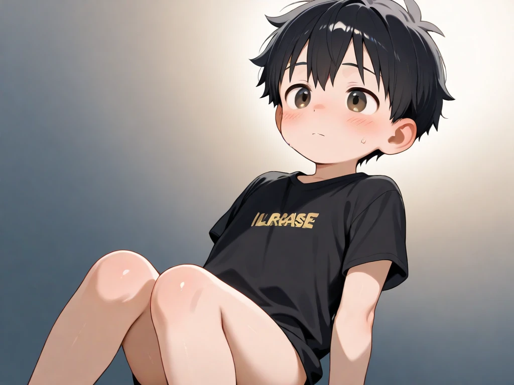 (Shota:1.5), (baggy:1.4), (White tank top:1.3), (White panties:1.3), (bulge&erection:1.4), (Looking up:1.4), The wind is blowing, (((Highest quality))), (((masterpiece))), (((Super detailed))), (skinny:1.3), ((Spiked Hair)), (The wind is blowing), ((Pink-blue hair)), Wine red eyes, Raise your arms, ((smile)),  (Open your mouth), ((Earrings)), blue sky, Grass, (Choker on neck), Underarm, Sweaty skin, ((Wet clothes)), Nipples, center, (Shooting from below),