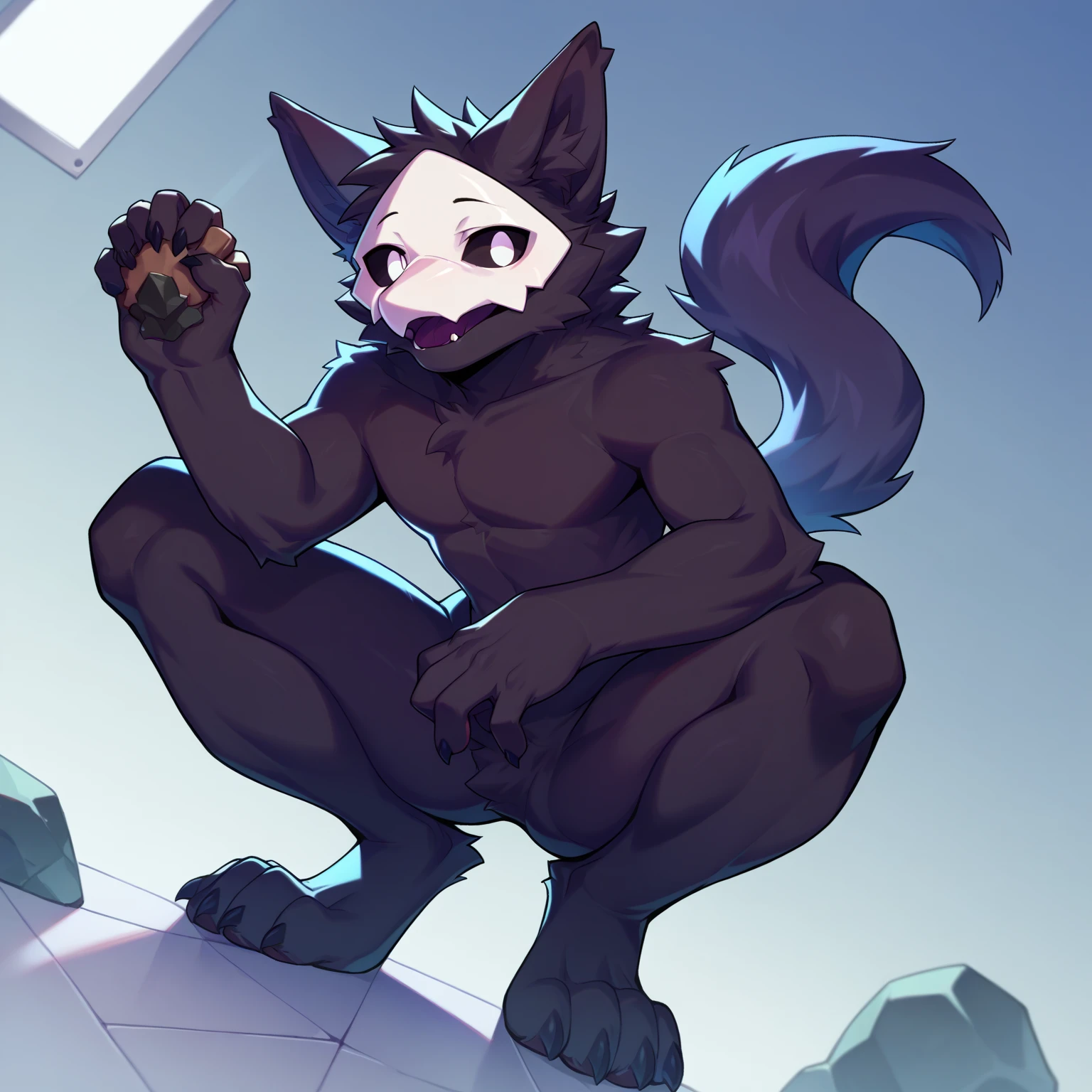 A quadrupedal cat with an animal penis, dark brown color, blue colored eyes, simple background, has no human characteristics, detailed animal penis, Unclothed, sexly