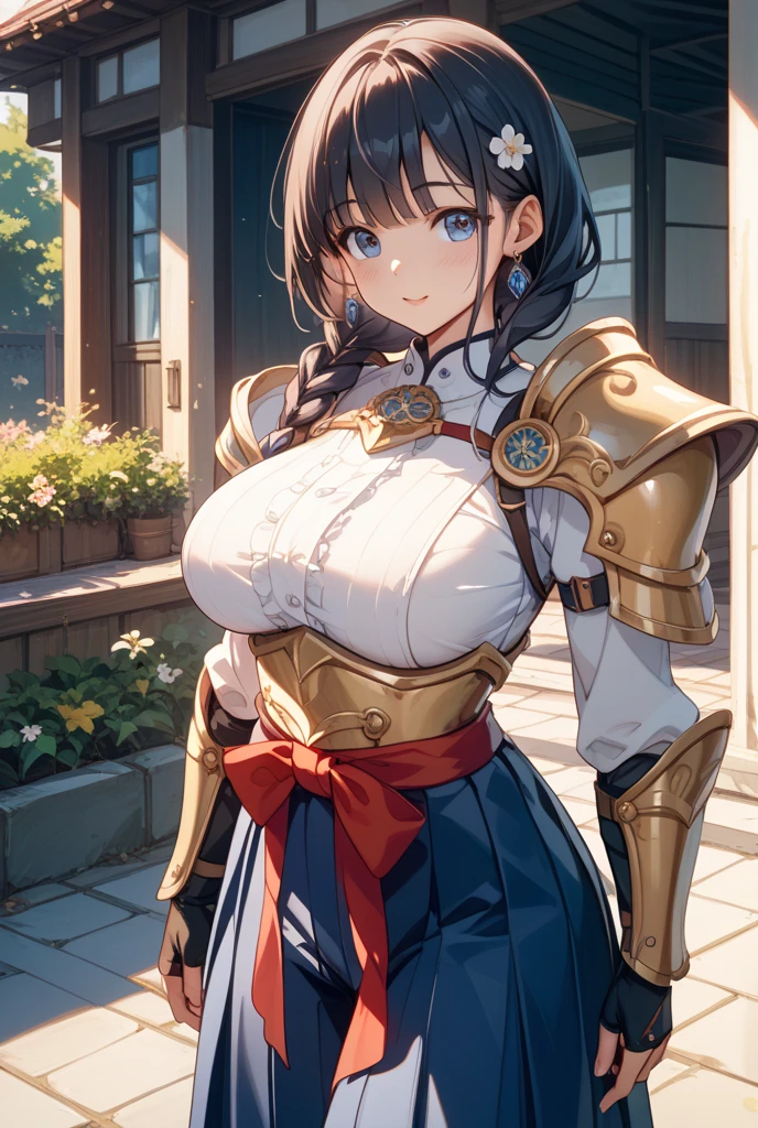 1girl, (art by Harry Kingsley:1.0) , artistic Redshift render, intricate details, birds-eye-view shot of a light-weight Peruvian (Female Warrior:1.3) , she is very Unappealing and Fatigued, masterpiece, the Warrior has Braided pigtails hairstyle, dark blue highlights, from inside of a Vampiric Tower, crowded flower field with Locust, at Dusk, FOV 90 degrees, Surprising, stylized, divisionism, Candle light, Circular polarizer, Warm Colors, sunbeam, Embossing, realistic charming face, photo-realistic face, RTX, pixiv