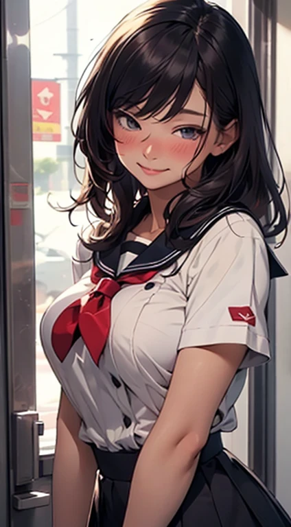 Takagi1, 1girl, solo, red bikini, blush, sassy smile, best quality, masterpiece, nipples