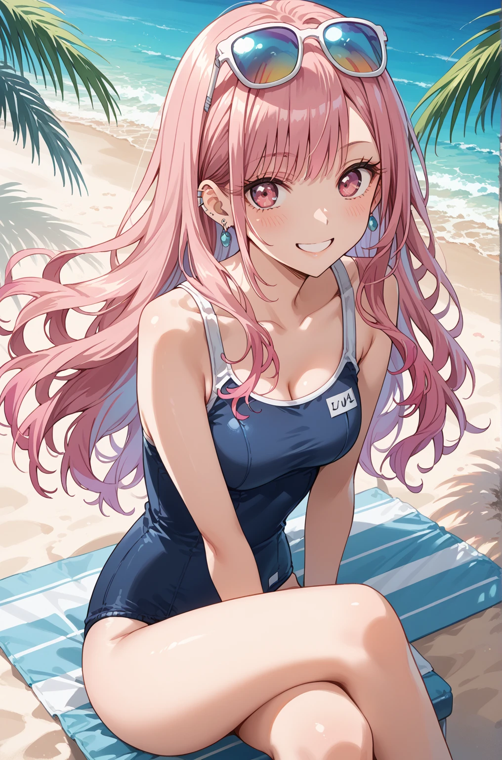 (8K, top-quality, masterpiece:1,2), (reallistic, Photorealsitic:1.37), Super Detail, One girl,), (Highly detailed), (beautifully detailed eyes), (of the highest quality), (super detailed ), (masterpiece), (Detailed face),20yr old, ,1 girl, ((pink hair,long hair)), medium breasts, clothed, Perfect Lighting, BREAK,
(light pink:1.2), (baby blue:1.2), (small floral patterns:1.2), (shiny fabric:1.1), (one-piece swimsuit:1.5), (long-sleeved rash guard:1.3), (light support bikini top with pads:1.4), (high-waisted bottoms:1.4), (loose-fitting:1.3), (large ribbon on chest:1.2), (small ribbons on hips:1.2), (frills on chest:1.2), (pearl details:1.1), (bead details:1.1), (pastel-colored beach sandals:1.2), (flower-shaped sandals:1.2), (shell necklace:1.1), (pearl bracelet:1.1), BRAKE, (upper body:1.2), (long wavy hair:1.2), (shoulder length hair:1.1), (smiling:1.3), (facing forward:1.2), (looking at viewer:1.5), (seiza:1.5), (sweat:1.5), (steam:1.2), (girl trembling with sexual climax:1.1), (body fluids juice:1.2), (open mouth:1.2), (touching swimsuit ties:1.1), (one leg forward:1.1), (stick out tongue:1.2), (bright facial lighting:1.3), (hair highlights:1.3), BRAKE