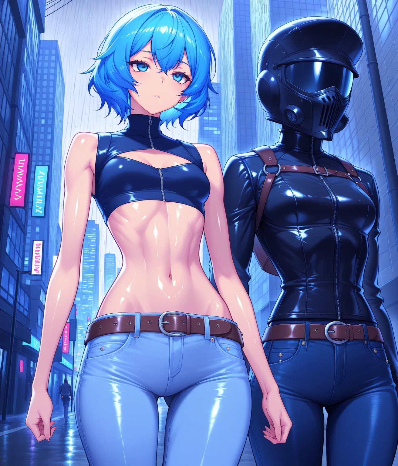 Animal ears, blue hair, short hair, round breasts, tattoo, 18 year old woman, woman with woman, police clothing, topless, glasses, exposed pussy, orgasm, clear face, Japanese woman, legs, open, bondage chains, body Bright, beautymix, Group sex, inserting a dildo into the pussy, A machine to insert a dildo into the pussy, Sex Spoons sex position, cowgirls, reddened breasts, Necktie,