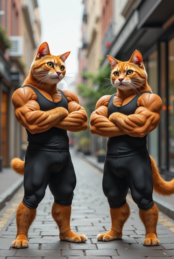 Hyper-realistic portrait of an enormous anthropomorphized muscular bread cat, a determined muscular bread rat in boxing gloves and trunks, fantastical lighting, intricate fur textures and gym equipment depicted in photoreal detail, elegant muscular forms, intense competition and sportsmanship between unlikely opponents, <lora:PAseer-SDXL-MuscularBread:1>