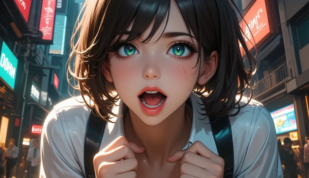 Boy dick is sucked by a cute girl