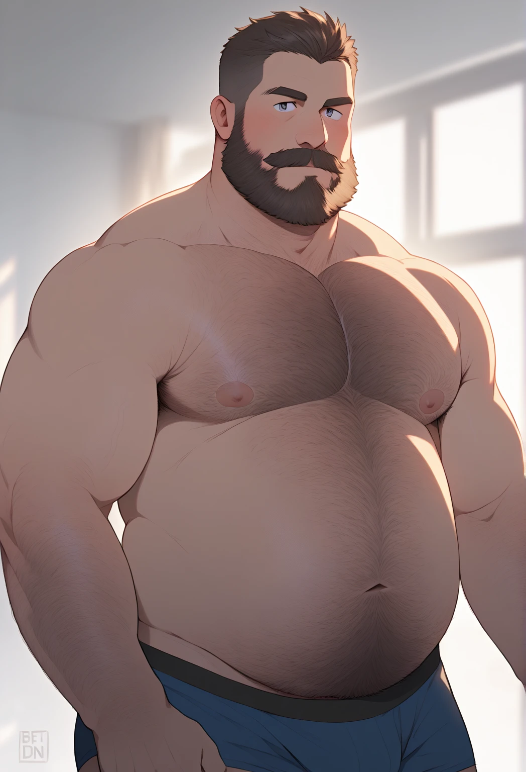 8K HIGH RESOLUTION HDR Very Extremely Realistic Very Detailed High Quality Create a professional studio-style 8K HDR Very Real photograph featuring a middle-aged daddy rugged bodybuilder muscle bears man , burly, very realy detailed hairy, 8K very realistic beared big daddy muscle bear,  and 8K very realistic detailed rugged burly man in shorts. Very Realistic detailed shorts, very realistic hair, very realistic beards, very realistic thick chubby fat neck, very realistic neck lines, very realistic detailed neck, very realistic belly, very realistic burly chest, very realistic detailed hairy burly strong chest and arms, very realistic detailed hairy burly strong chest and arms, very realistic pecs, very realistic burly muscle bear body, very realistic nipples, very realistic burly muscle bear body, very realistic face, very realistic detailed face, very realistic eyes, very realistic detailed eyes, very realistic pupils, very realistic detailed pupils, very realistic nose, very realistic ears, very realistic facial features, very realistic burly arms, very realistic elbows, very realistic hands, very realistic pecs, very realistic bellybutton, very realistic human man body, very realistic bellybutton, very realistic wrists, very realistic fingers, very realistic fingernails, very realistic shoulders, very realistic mouth, very realistic lips, very realistic detailed skin, very realistic skin, very realistic mens clothing, very realistic detailed mens clothing. 8K HDR Very Realistic Hairy Bearded Burly Muscle bear Photoshoot, A very realistic burly muscle bear man in a Farm,  8K HDR Very Realistic Intricately Detailed, 8K HDR very realistic detailed Farm surroundings, 8K HDR very realistic surroundings lighting, No Deformities, captured with a 85mm lens by a world famous photographer, 8K HDR Very Ultra Realistic and 8K HDR Very Realistic Photograph, 8K HDR Clear HDR Quality full with very realistic real details 