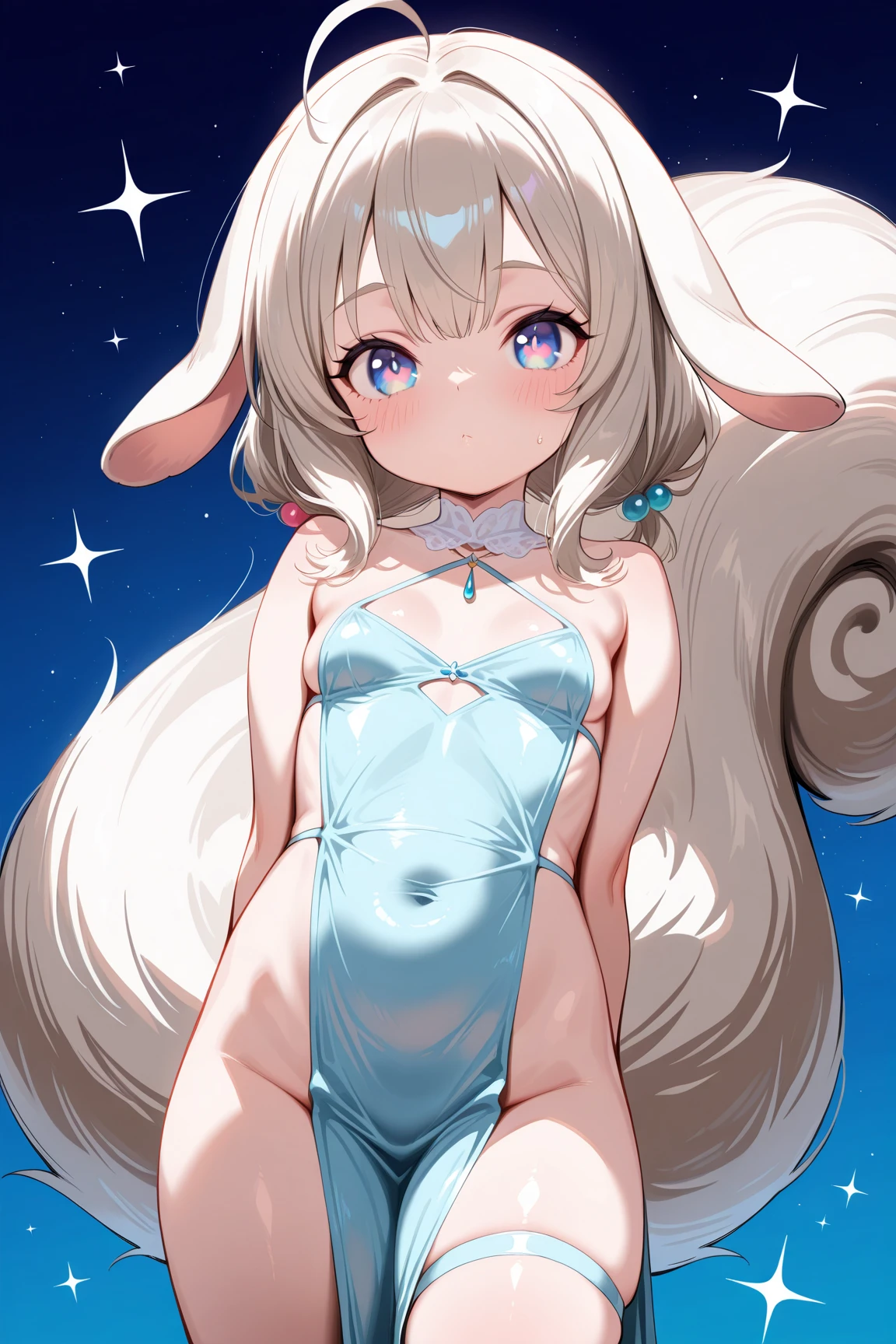 Bunny girl, white hair, white skin, white body, fair skin, nude, pussy, cum