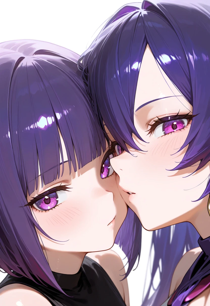 kiss, yuri, looking at each other, hug, passionate, touching, tongue, mouth