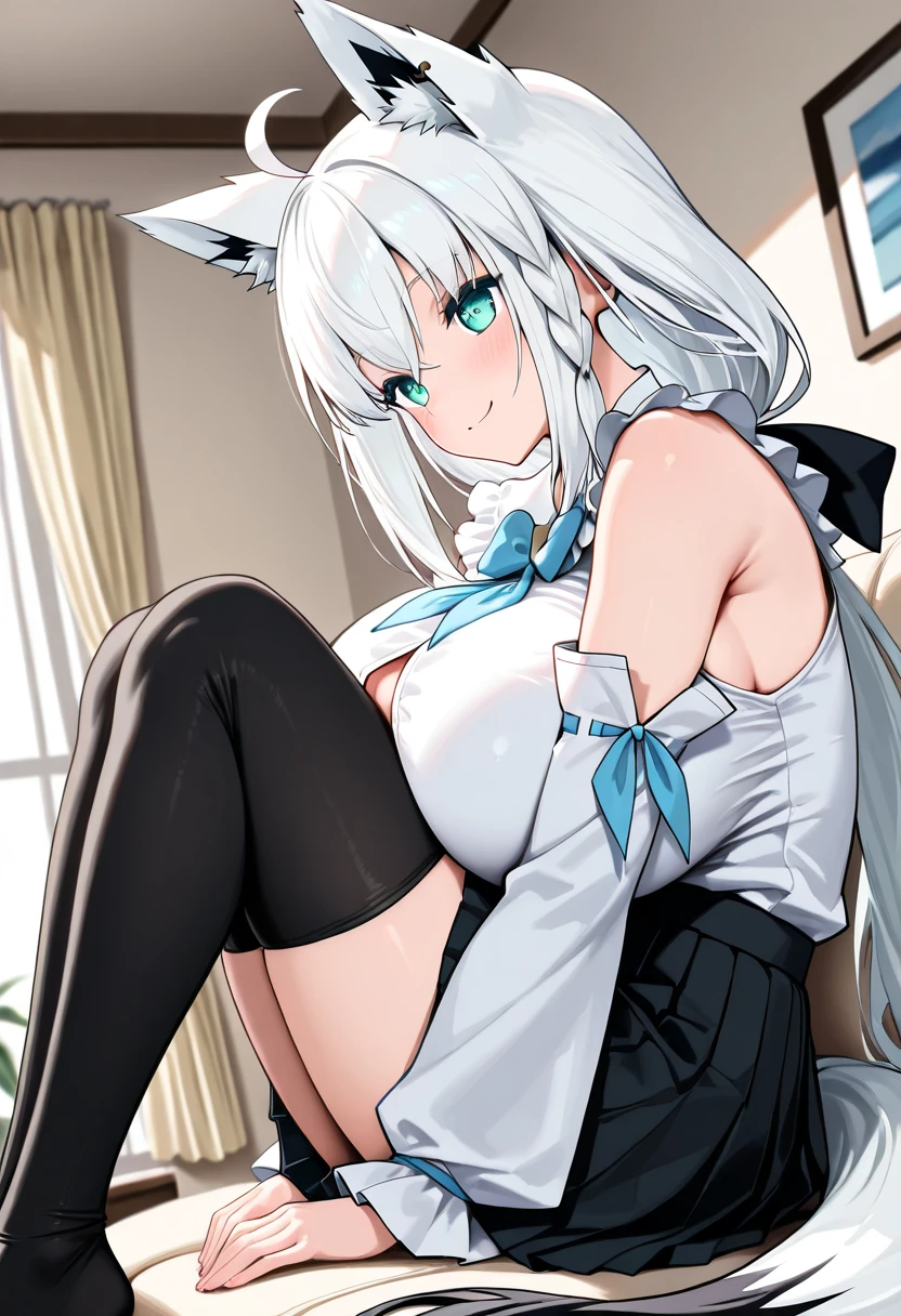 White Hair、smile、One girl、solo girl、Thighs、restrained by tentacles、Leg spread、SEX and tentacle、flesh wall、Mucueat wall、Being lifted by tentacles、woman on top、vaginale,sex、garter belt、skirt