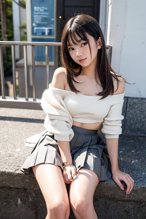 1girl in、(Japanese woman sitting on a bench and showing off her panties:1.1)、realisitic、tights、skirt by the、sky line、realisitic、アップskirt by the、skirt by theリフト、top-quality、​masterpiece:1.3、超A high resolution、Angle of view from below:1.5、Panties close-up:1.8、Embarrassed look、The background is a night view、((Spread your legs to the sides:1.4))、((pantie shot:1.8))、((Look Viewer:1.4))、The most beautiful woman in the world、There is a village frame pure