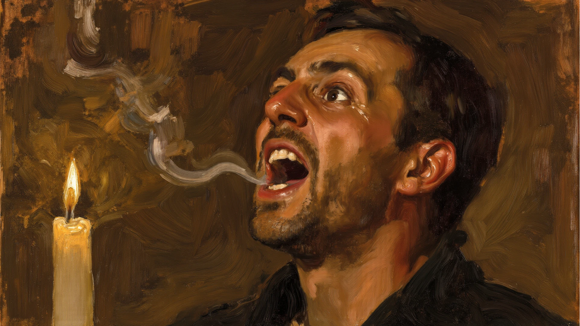 Men smoking cigarette, mafia, smile, white eyes, scar face